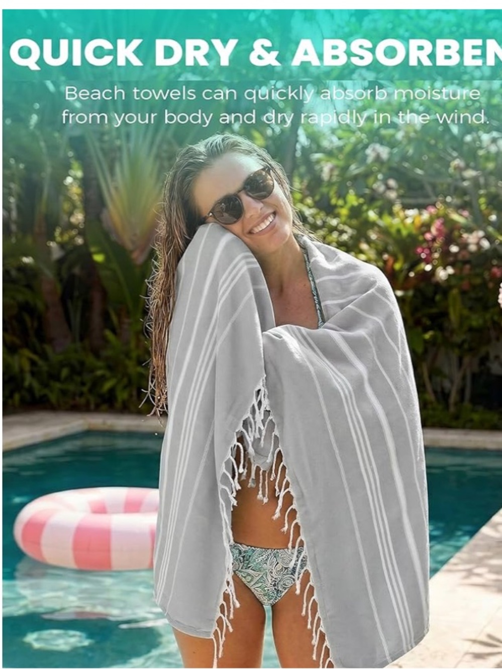 NEW Genovega Turkish Beach Towels Travel Vacation Essentials Quick Dry Sand Free